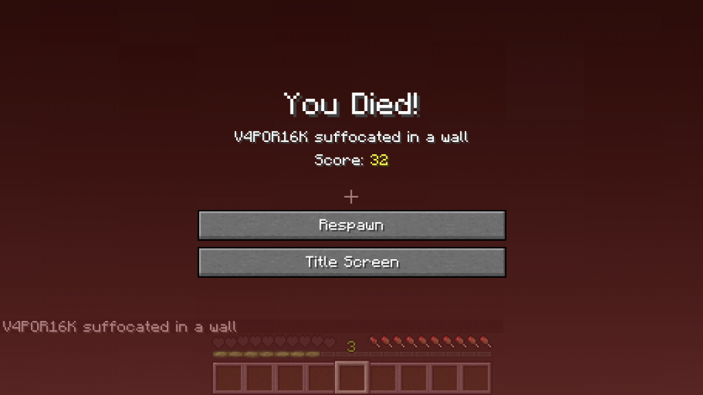 Suffocation (Image via Minecraft)